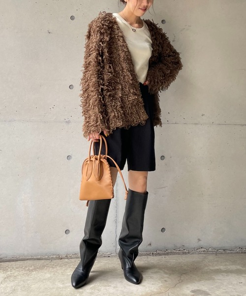 CAPRICIEUX LE'MAGE（カプリシューレマージュ）の「ループフリンジミドルカーディガン（カーディガン/ボレロ・レディース・アイボリー/ブラウン・FREE）」の12枚目の写真