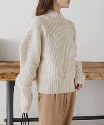 【shemoshelly】デザインボリュームスリーブMIXヤーンニット