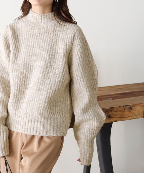 HER CLOSET(ハークローゼット)の「【shemoshelly】デザインボリュームスリーブMIXヤーンニット(ニット/セーター・レディース・ブラック/グリーン/ライトベージュ/ライトブルー/レッド/ブルーパープル・M)」の20枚目の写真