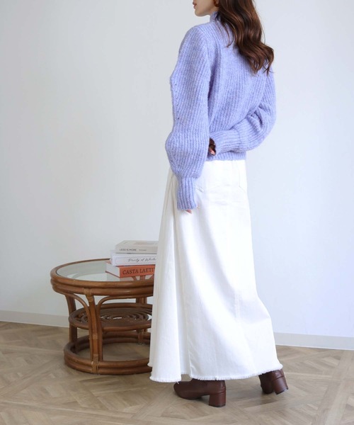 HER CLOSET(ハークローゼット)の「【shemoshelly】デザインボリュームスリーブMIXヤーンニット(ニット/セーター・レディース・ブラック/グリーン/ライトベージュ/ライトブルー/レッド/ブルーパープル・M)」の22枚目の写真