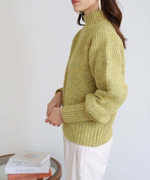 HER CLOSET(ハークローゼット)の「【shemoshelly】デザインボリュームスリーブMIXヤーンニット(ニット/セーター・レディース・ブラック/グリーン/ライトベージュ/ライトブルー/レッド/ブルーパープル・M)」の21枚目の写真