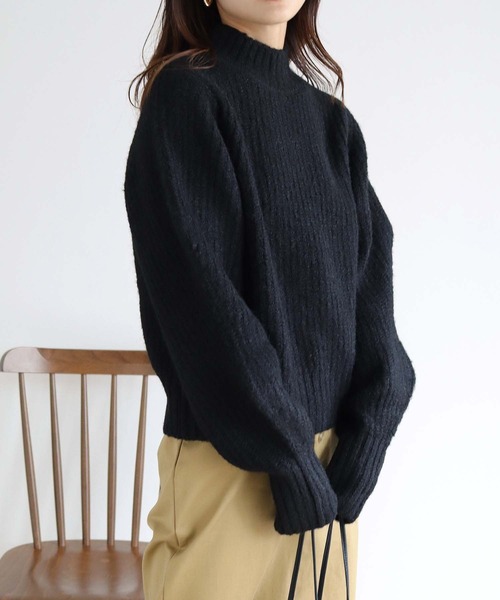 HER CLOSET(ハークローゼット)の「【shemoshelly】デザインボリュームスリーブMIXヤーンニット(ニット/セーター・レディース・ブラック/グリーン/ライトベージュ/ライトブルー/レッド/ブルーパープル・M)」の19枚目の写真