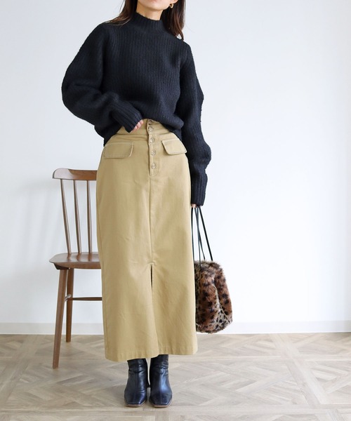 HER CLOSET(ハークローゼット)の「【shemoshelly】デザインボリュームスリーブMIXヤーンニット(ニット/セーター・レディース・ブラック/グリーン/ライトベージュ/ライトブルー/レッド/ブルーパープル・M)」の7枚目の写真