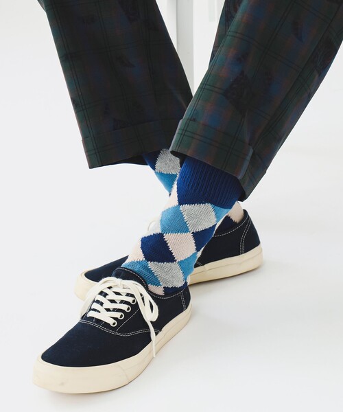 BEAMS PLUS(ビームスプラス)の「BEAMS PLUS / ダイヤモンド柄 ソックス(ソックス/靴下・メンズ・ブラック/ベージュ/ネイビー/ブラウン/グリーン・ONE SIZE)」の6枚目の写真
