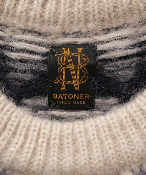 セール】【BATONER】MOHAIR NORDIC CREW NECK（ニット/セーター