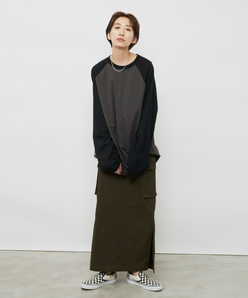 Auntie Rosa Holiday（アンティローザホリデー）の「ラグランスリーブBIGロンT（Tシャツ/カットソー・レディース・ブラック/カーキ/ブルー/グリーン/ネイビー/ダークブルー/オレンジ/チャコールグレー・FREE）」の13枚目の写真