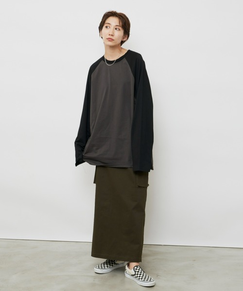 Auntie Rosa Holiday（アンティローザホリデー）の「ラグランスリーブBIGロンT（Tシャツ/カットソー・レディース・ブラック/カーキ/ブルー/グリーン/ネイビー/ダークブルー/オレンジ/チャコールグレー・FREE）」の14枚目の写真