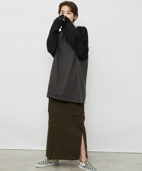 Auntie Rosa Holiday（アンティローザホリデー）の「ラグランスリーブBIGロンT（Tシャツ/カットソー・レディース・ブラック/カーキ/ブルー/グリーン/ネイビー/ダークブルー/オレンジ/チャコールグレー・FREE）」の15枚目の写真