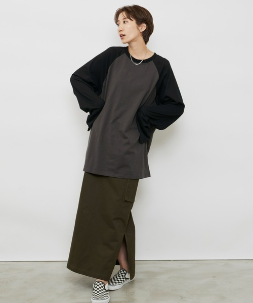 Auntie Rosa Holiday（アンティローザホリデー）の「ラグランスリーブBIGロンT（Tシャツ/カットソー・レディース・ブラック/カーキ/ブルー/グリーン/ネイビー/ダークブルー/オレンジ/チャコールグレー・FREE）」の16枚目の写真