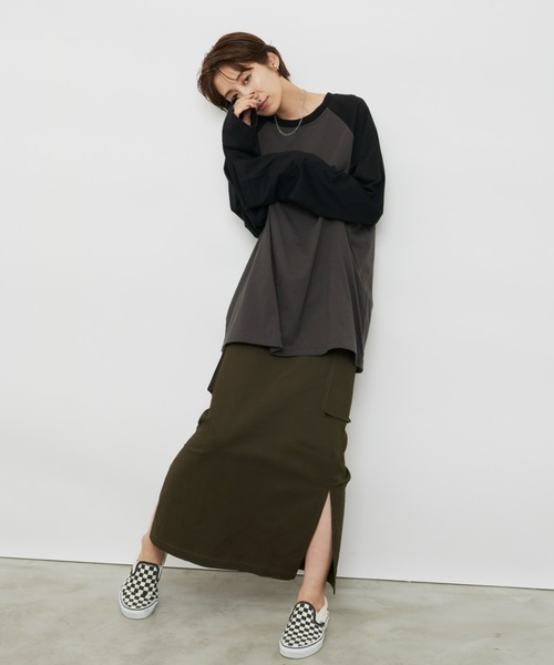 Auntie Rosa Holiday（アンティローザホリデー）の「ラグランスリーブBIGロンT（Tシャツ/カットソー・レディース・ブラック/カーキ/ブルー/グリーン/ネイビー/ダークブルー/オレンジ/チャコールグレー・FREE）」の17枚目の写真