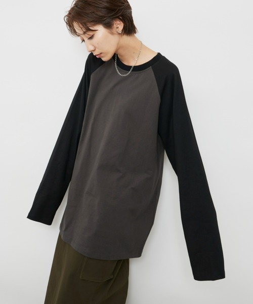 Auntie Rosa Holiday（アンティローザホリデー）の「ラグランスリーブBIGロンT（Tシャツ/カットソー・レディース・ブラック/カーキ/ブルー/グリーン/ネイビー/ダークブルー/オレンジ/チャコールグレー・FREE）」の12枚目の写真