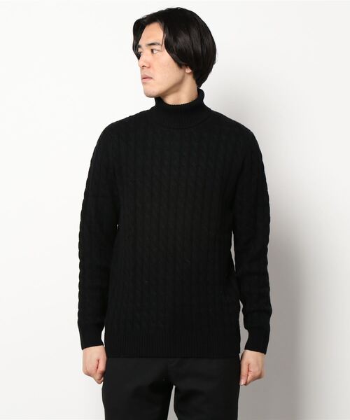 PAZZO(パッゾ)の「【PAZZO】 カシミヤ混 タートルネック ニット(ニット/セーター・メンズ・ブラック/トップグレー/ホワイト系1・48/46/50)」の3枚目の写真