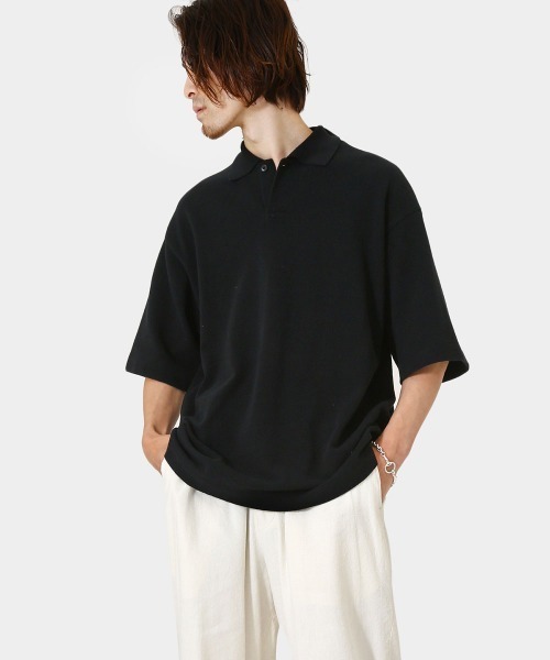 marka（マーカ）の「marka / マーカ：IB POLO - 30//2 CHAMBRAY PIQUE -：M22A-15CS02B[COR]（ポロシャツ・メンズ・グリーン/ブラック・1/2/3）」の2枚目の写真