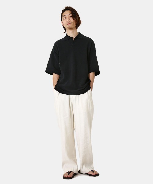marka（マーカ）の「marka / マーカ：IB POLO - 30//2 CHAMBRAY PIQUE -：M22A-15CS02B[COR]（ポロシャツ・メンズ・グリーン/ブラック・1/2/3）」の5枚目の写真
