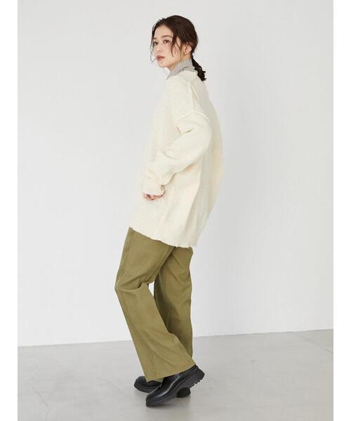 Green　Parks（グリーンパークス）の「・novem9 Vネックカーディガン＊（カーディガン/ボレロ・レディース・パープル/イエロー/グリーン/アイボリー・FREE）」の6枚目の写真