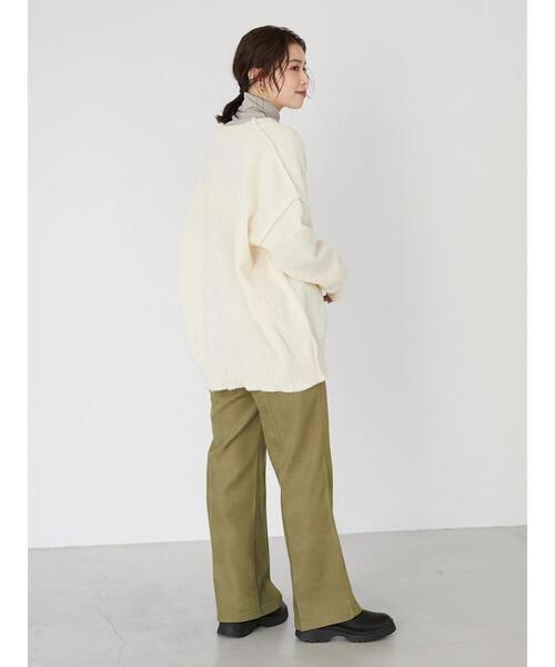 Green　Parks（グリーンパークス）の「・novem9 Vネックカーディガン＊（カーディガン/ボレロ・レディース・パープル/イエロー/グリーン/アイボリー・FREE）」の7枚目の写真