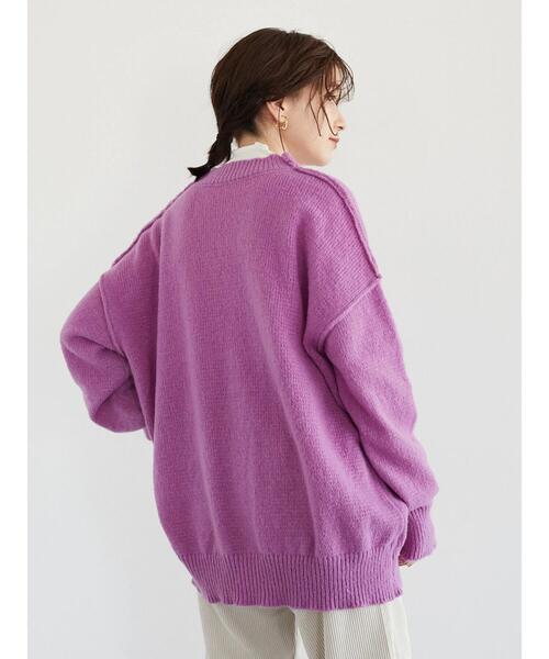 Green　Parks（グリーンパークス）の「・novem9 Vネックカーディガン＊（カーディガン/ボレロ・レディース・パープル/イエロー/グリーン/アイボリー・FREE）」の13枚目の写真