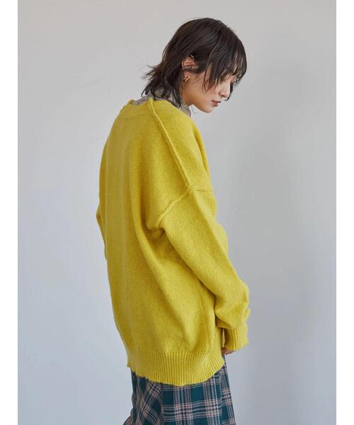 Green　Parks（グリーンパークス）の「・novem9 Vネックカーディガン＊（カーディガン/ボレロ・レディース・パープル/イエロー/グリーン/アイボリー・FREE）」の20枚目の写真