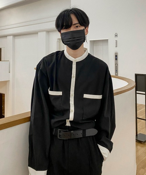 EDEL(エーデル)の「EDEL - モノトーンバンドカラーシャツ(シャツ/ブラウス・メンズ・ホワイト/ブラック・MEDIUM/LARGE)」の7枚目の写真