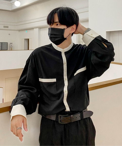 EDEL(エーデル)の「EDEL - モノトーンバンドカラーシャツ(シャツ/ブラウス・メンズ・ホワイト/ブラック・MEDIUM/LARGE)」の9枚目の写真