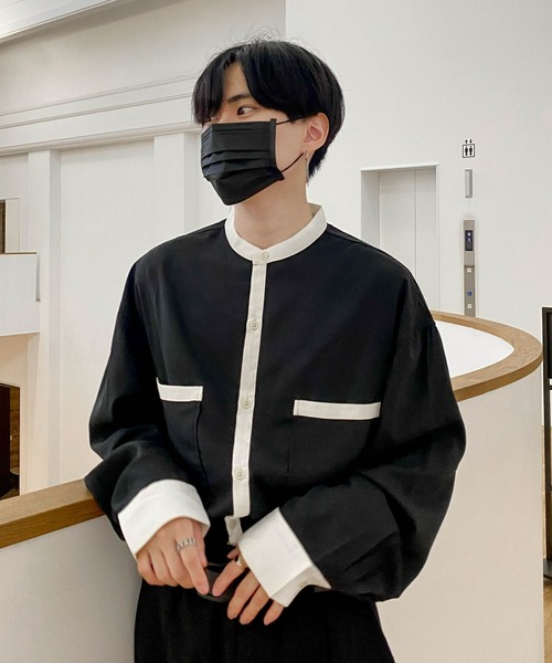 EDEL(エーデル)の「EDEL - モノトーンバンドカラーシャツ(シャツ/ブラウス・メンズ・ホワイト/ブラック・MEDIUM/LARGE)」の10枚目の写真