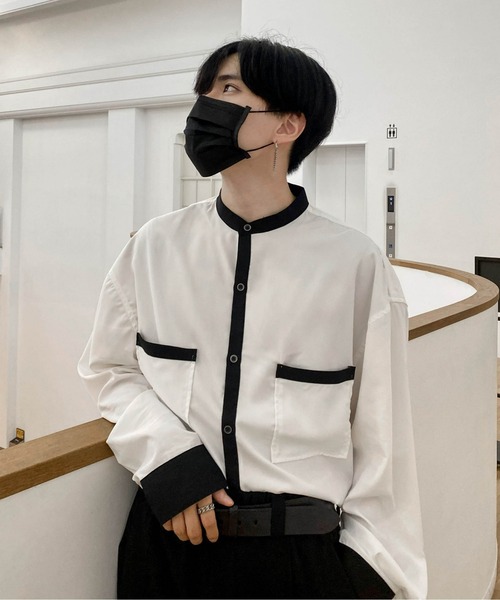 EDEL(エーデル)の「EDEL - モノトーンバンドカラーシャツ(シャツ/ブラウス・メンズ・ホワイト/ブラック・MEDIUM/LARGE)」の15枚目の写真