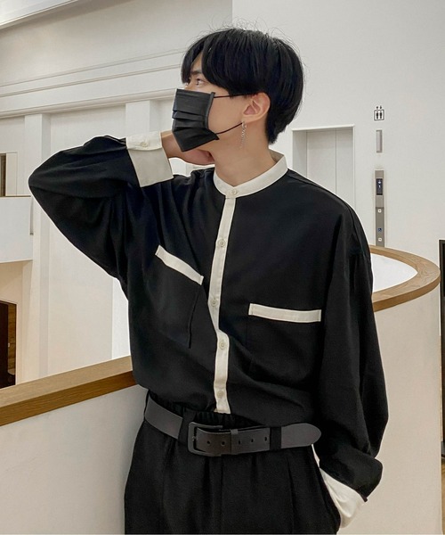 EDEL(エーデル)の「EDEL - モノトーンバンドカラーシャツ(シャツ/ブラウス・メンズ・ホワイト/ブラック・MEDIUM/LARGE)」の16枚目の写真