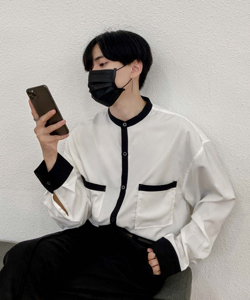 EDEL(エーデル)の「EDEL - モノトーンバンドカラーシャツ(シャツ/ブラウス・メンズ・ホワイト/ブラック・MEDIUM/LARGE)」の19枚目の写真