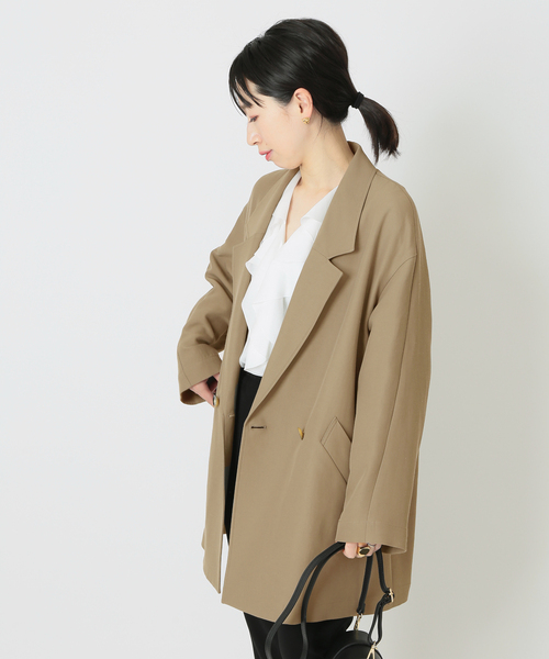 journal standard L'essage（ジャーナルスタンダードレサージュ）の「アセテートコットンリラクシージャケット◆（その他アウター・レディース・ベージュ/カーキ・FREE）」の9枚目の写真