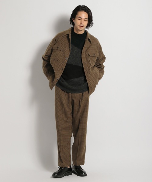 niko and...(ニコアンド)の「ツイルチェックタックパンツ(スウェットパンツ・メンズ・グレー/ブラウン・LARGE/MEDIUM)」の5枚目の写真