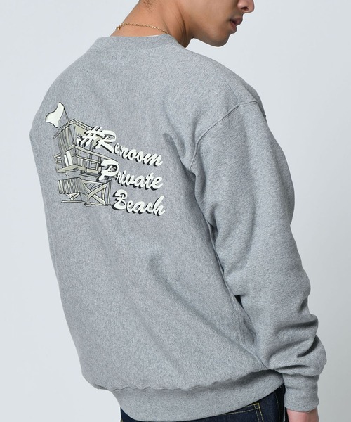 在庫有即納 ライトグレー ビーチイラストプリントスウェットビッグトレーナー 店舗限定特典あり Sanmarcosrestaurant Com