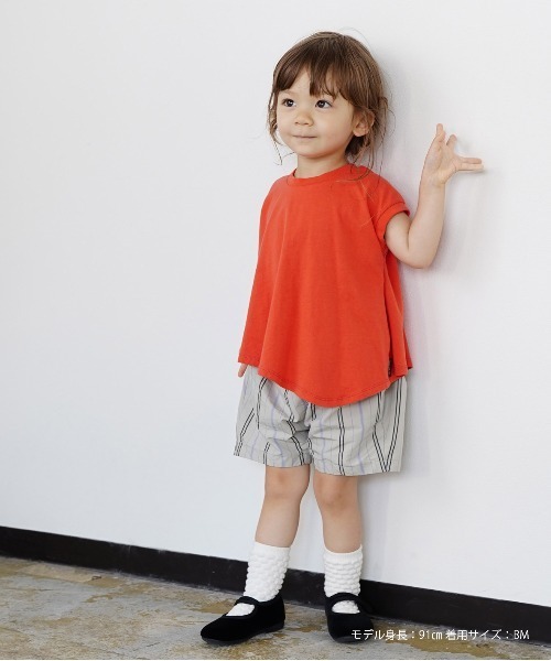 quoti use fith(クゥオティ ユース フィス)の「ベーシック天竺 ランダムフレア 半袖Tシャツ(Tシャツ/カットソー・キッズ・レッド/ホワイト/グレー・120/130/100/110/90/80)」の6枚目の写真