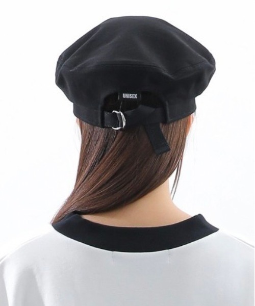 BASIC COTTON（ベーシックコットン）の「韓国ブランド BASIC COTTON ベーシックコットン COTTON BERET コットンベレー  ロゴベレー（ハンチング/ベレー帽・メンズ・ブラック・ONE SIZE）」の4枚目の写真