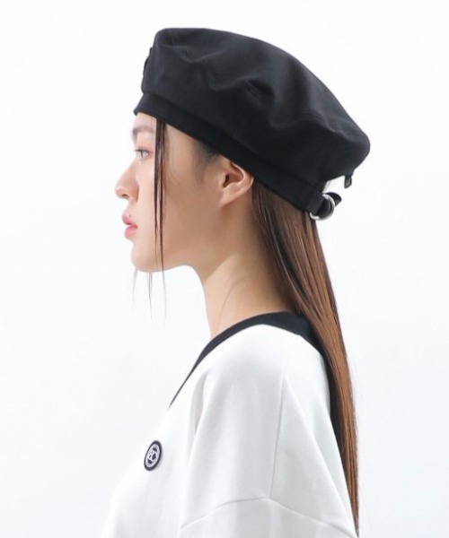 BASIC COTTON（ベーシックコットン）の「韓国ブランド BASIC COTTON ベーシックコットン COTTON BERET コットンベレー  ロゴベレー（ハンチング/ベレー帽・メンズ・ブラック・ONE SIZE）」の6枚目の写真