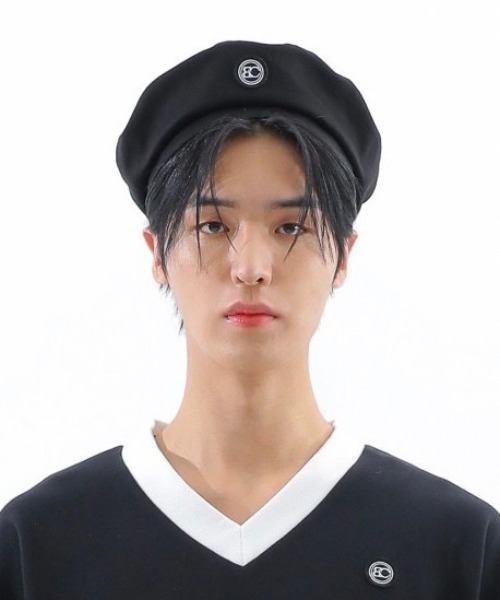BASIC COTTON（ベーシックコットン）の「韓国ブランド BASIC COTTON ベーシックコットン COTTON BERET コットンベレー  ロゴベレー（ハンチング/ベレー帽・メンズ・ブラック・ONE SIZE）」の3枚目の写真