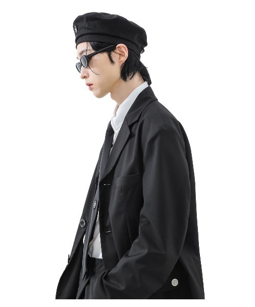 BASIC COTTON（ベーシックコットン）の「韓国ブランド BASIC COTTON ベーシックコットン COTTON BERET コットンベレー  ロゴベレー（ハンチング/ベレー帽・メンズ・ブラック・ONE SIZE）」の10枚目の写真