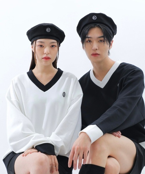 BASIC COTTON（ベーシックコットン）の「韓国ブランド BASIC COTTON ベーシックコットン COTTON BERET コットンベレー  ロゴベレー（ハンチング/ベレー帽・メンズ・ブラック・ONE SIZE）」の15枚目の写真