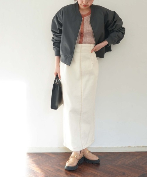 archives（アルシーヴ）の「ハイウエストミディ丈タイトスカート（デニムスカート・レディース・アイボリー/ブラック/サックスブルー・MEDIUM）」の14枚目の写真