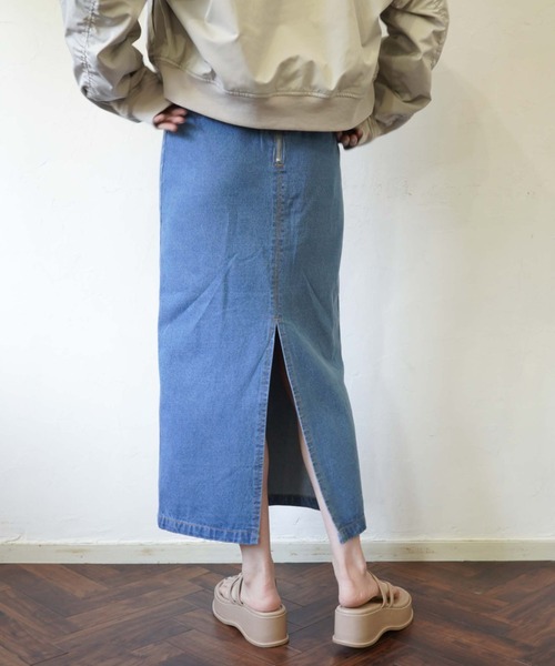 archives（アルシーヴ）の「ハイウエストミディ丈タイトスカート（デニムスカート・レディース・アイボリー/ブラック/サックスブルー・MEDIUM）」の12枚目の写真