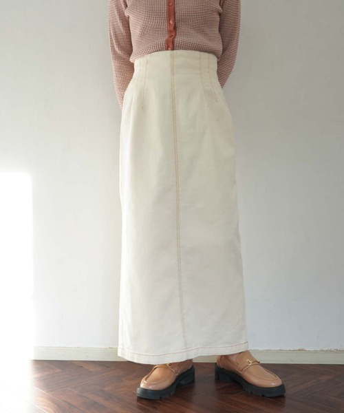 archives（アルシーヴ）の「ハイウエストミディ丈タイトスカート（デニムスカート・レディース・アイボリー/ブラック/サックスブルー・MEDIUM）」の18枚目の写真