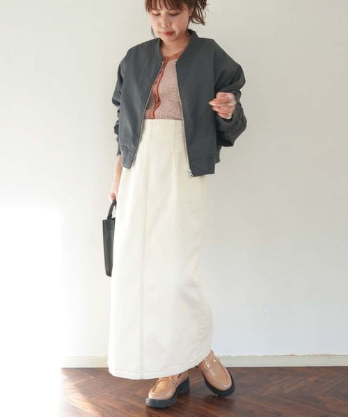 archives（アルシーヴ）の「ハイウエストミディ丈タイトスカート（デニムスカート・レディース・アイボリー/ブラック/サックスブルー・MEDIUM）」の15枚目の写真