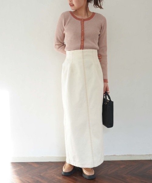 archives（アルシーヴ）の「ハイウエストミディ丈タイトスカート（デニムスカート・レディース・アイボリー/ブラック/サックスブルー・MEDIUM）」の16枚目の写真