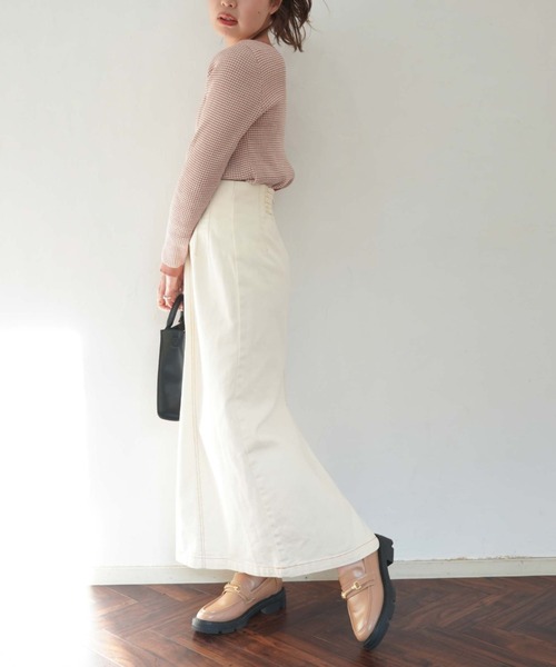 archives（アルシーヴ）の「ハイウエストミディ丈タイトスカート（デニムスカート・レディース・アイボリー/ブラック/サックスブルー・MEDIUM）」の17枚目の写真