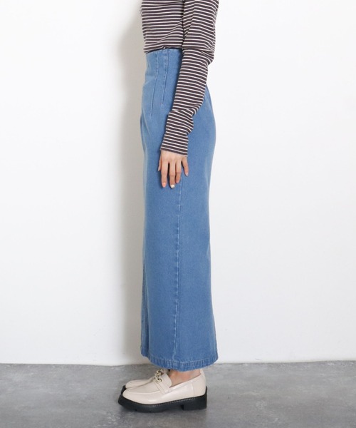 archives（アルシーヴ）の「ハイウエストミディ丈タイトスカート（デニムスカート・レディース・アイボリー/ブラック/サックスブルー・MEDIUM）」の20枚目の写真