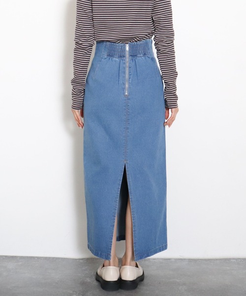 archives（アルシーヴ）の「ハイウエストミディ丈タイトスカート（デニムスカート・レディース・アイボリー/ブラック/サックスブルー・MEDIUM）」の21枚目の写真