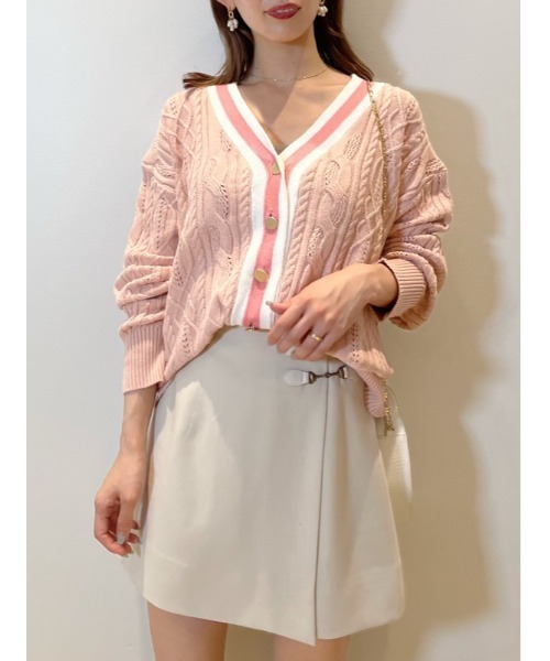スナイデル SNIDEL 25SS ローゲージカーディガン ボレロ ニット ラメ ウール混 F ピンク /MI ■OS レディース セール】ローゲージカーディガン（カーディガン/ボレロ