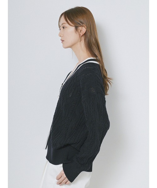 SNIDEL（スナイデル）の「ケーブルラインニットカーデ