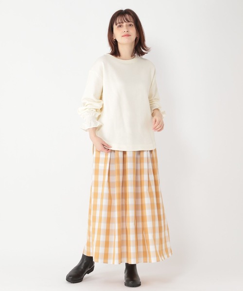 studio CLIP(スタディオクリップ)の「袖口布帛裏毛プルオーバー(Tシャツ/カットソー・レディース・ベージュ/ネイビー/アイボリー・FREE)」の5枚目の写真