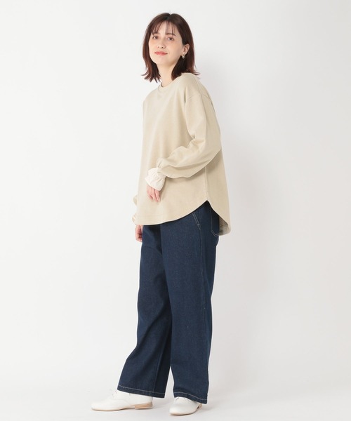 studio CLIP(スタディオクリップ)の「袖口布帛裏毛プルオーバー(Tシャツ/カットソー・レディース・ベージュ/ネイビー/アイボリー・FREE)」の6枚目の写真