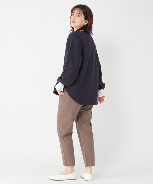 studio CLIP(スタディオクリップ)の「袖口布帛裏毛プルオーバー(Tシャツ/カットソー・レディース・ベージュ/ネイビー/アイボリー・FREE)」の7枚目の写真